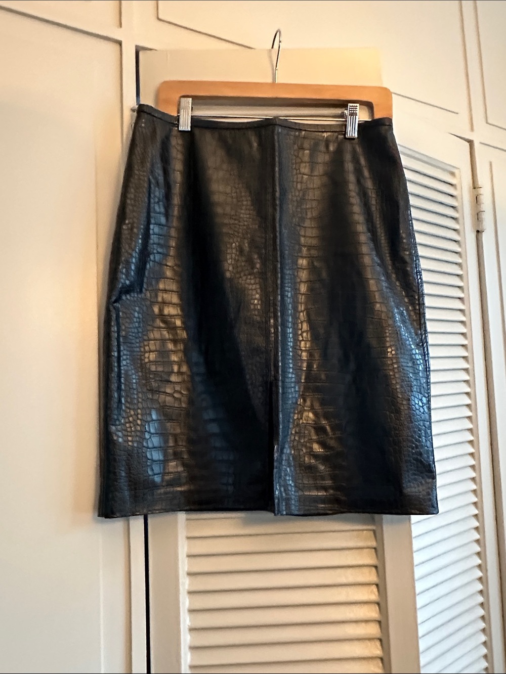 J. Crew Black soft Faux Croc Pencil Skirt